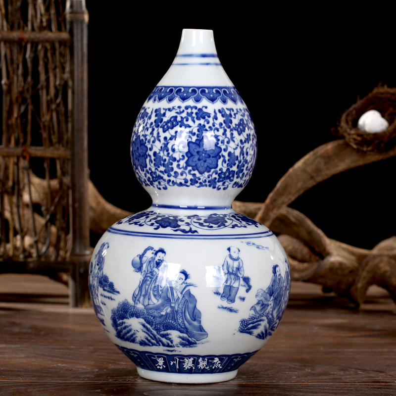 Archaize characters floret bottle of jingdezhen ceramics of blue and white porcelain vase mesa of sitting room adornment handicraft furnishing articles