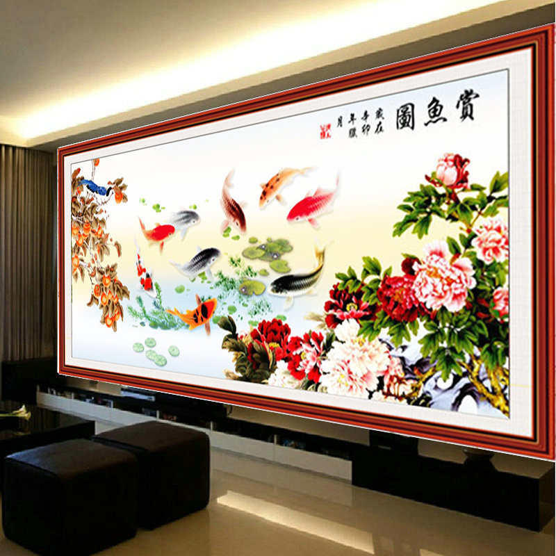 美吖赏鱼图印花十字绣