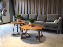 Nordic solid wood round coffee table tea table living room sofa side corner few mobile coffee table small round table solid wood Round Table