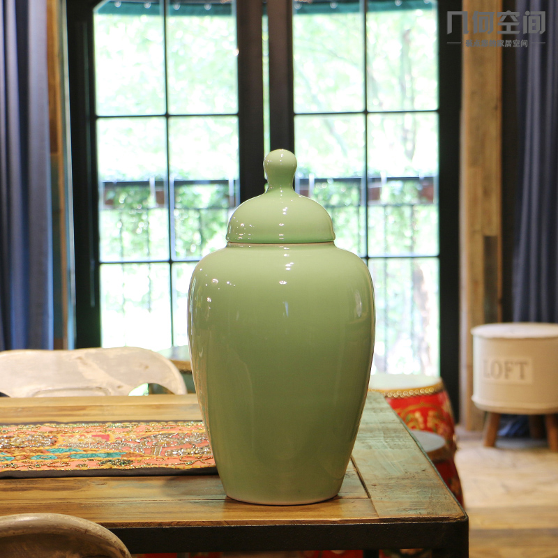 Jingdezhen example room soft outfit domestic act the role ofing use general glaze pea green ceramic jar of contracted classic adornment furnishing articles