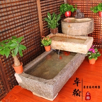 Folk old stone trough fish raising water fish tank Garden manger flower pot Indoor bluestone grinding cow trough Wash basin ornaments