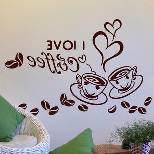 咖啡图案墙贴纸咖啡馆西餐厅奶茶店铺橱窗贴画玻璃装饰开业