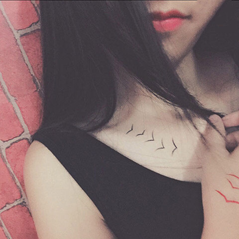 纹身贴海鸥飞鸟男女款简约防水持久刺青贴清新逼真纹身贴纸