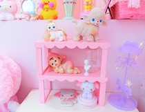 Japanese Showa wave side desktop shelf wooden shelf pink girl heart lace finishing rack storage box display