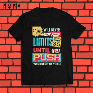 欧美创意街头字母海报图文印花T恤加油打气潜