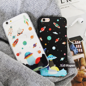 原创韩国定制趣味飞碟宇宙星球苹果6手机壳ip