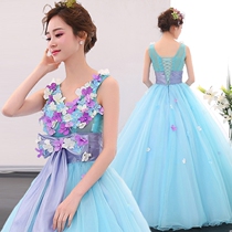 Stage solo performance gown performance dress dress gown art test new evening art test performance long female