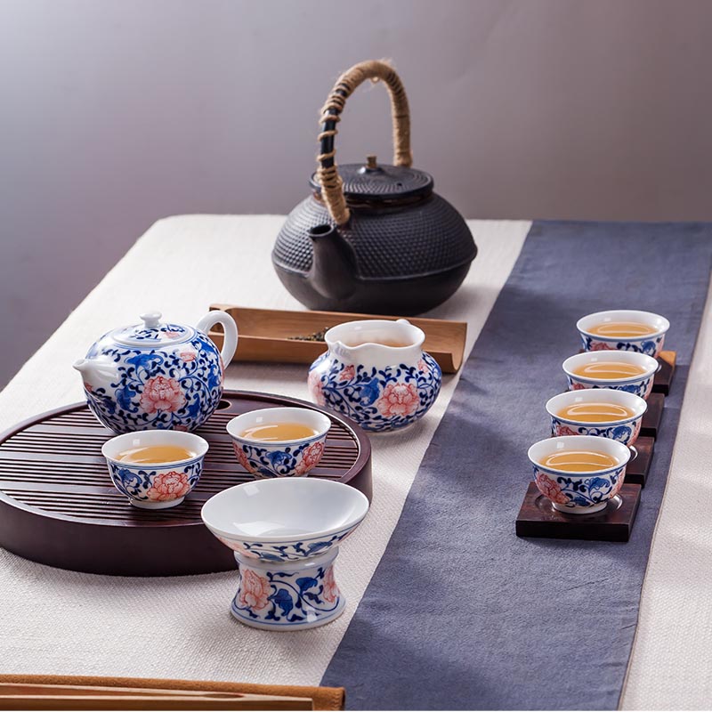 Jingdezhen high - white hand - made six people with ceramic tea set tea kungfu tea cups of a complete set of the teapot