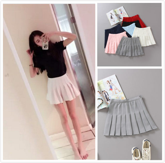 Autumn and winter Korean style pleated skirt high-waist pleated skirt chic slimming A-line skirt college style tennis skirt short skirt versatile culottes