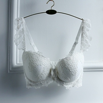 Pink big chest plus size three-breasted womens underwear Thin bra Womens bra gathered adjustment sexy white