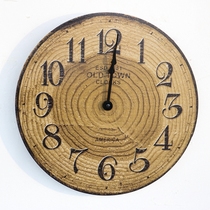 American country retro modern annual ring creative wooden decorative wall clock home living room shop Wall Wall Wall Wall decoration