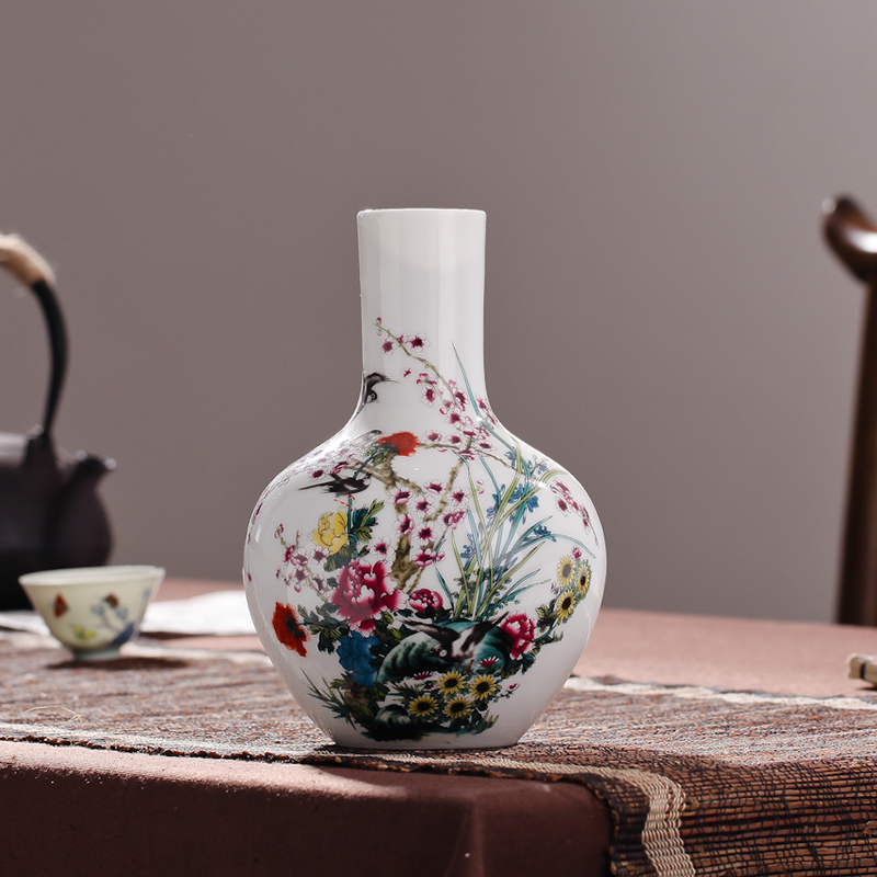 Contracted sitting room packages mailed jingdezhen porcelain vase famille rose porcelain vase modern fashionable household decoration decoration