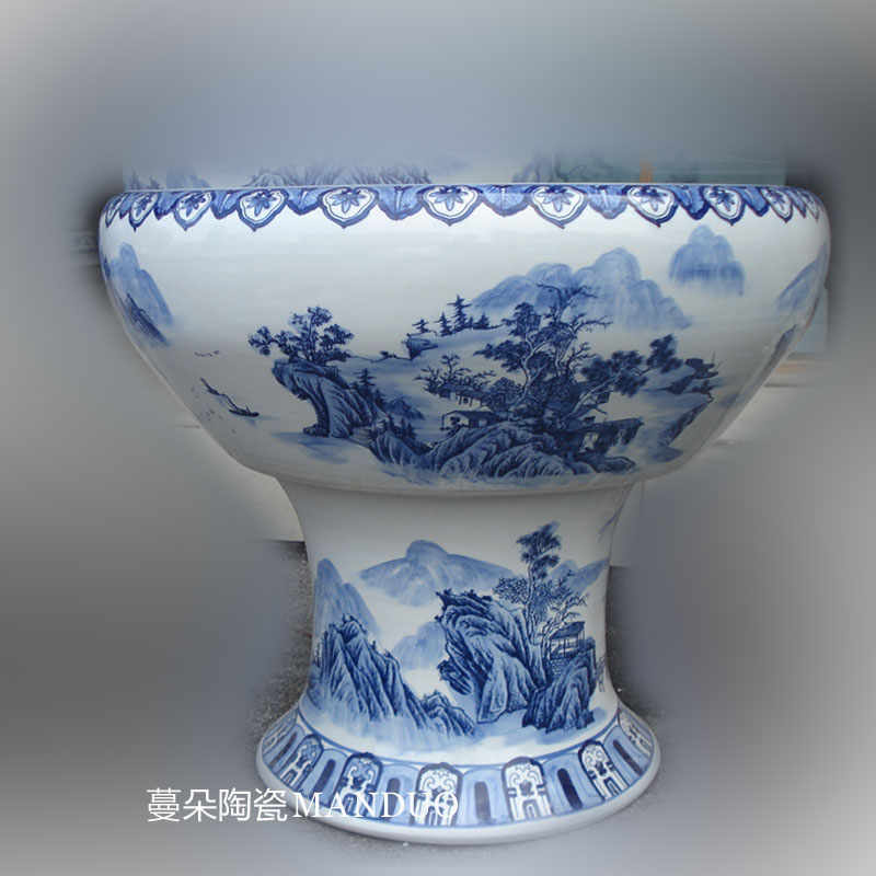 In large volume high expressions using aquariums jingdezhen ceramic porcelain high porcelain crock landscape characters with their feet