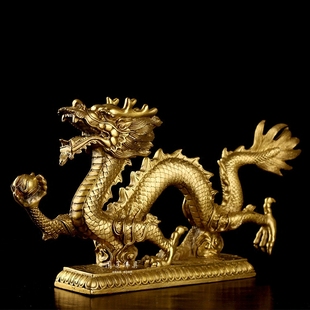 圆通佛具开光纯铜龙摆件家居办公室升官催财化煞风水物铜汉龙生肖