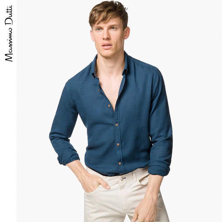 Massimo Dutti 男装 斑纹素色衬衫 00161331400