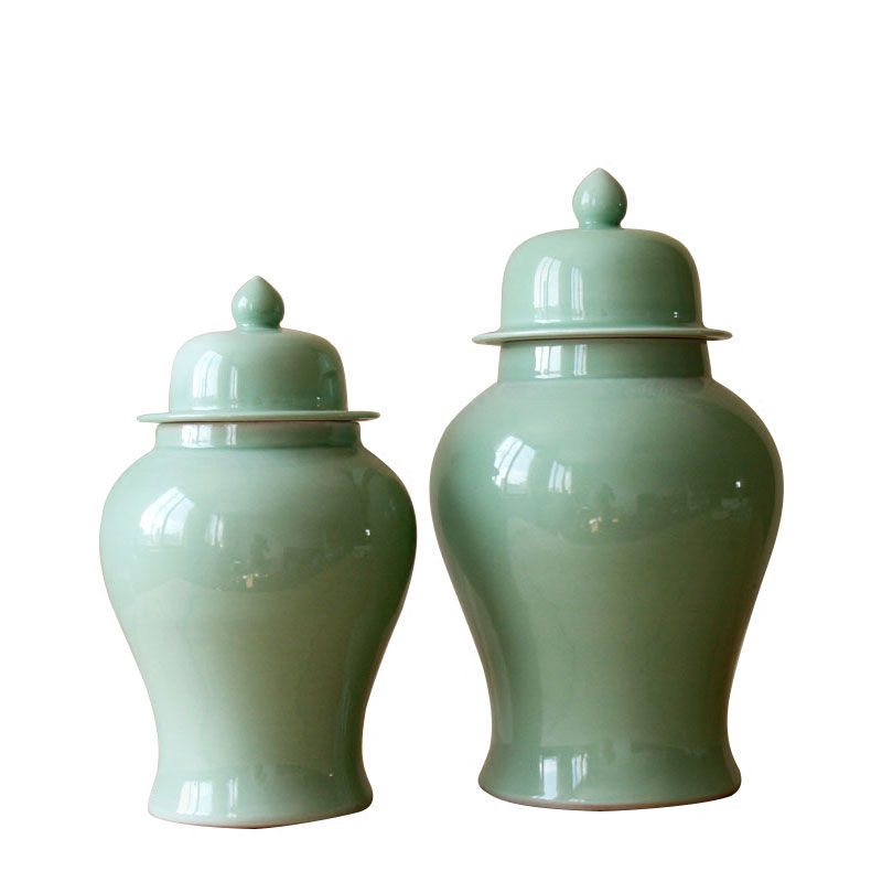 The rain tong home | jingdezhen ceramics craft porcelain single general glaze fresh green ceramic pot furnishing articles to receive