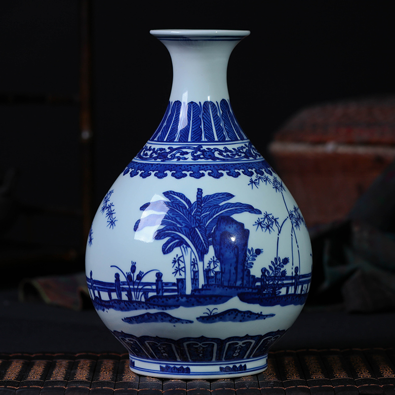 Jingdezhen ceramic blue and white porcelain vase sitting room furnishing articles furnishing articles archaize do old new classic art household act the role ofing is tasted