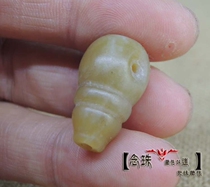 Natural Hetian jade one-piece Buddha head Buddha beads accessories Wen play three-way water drop horse milk type three-way jade three-way handmade