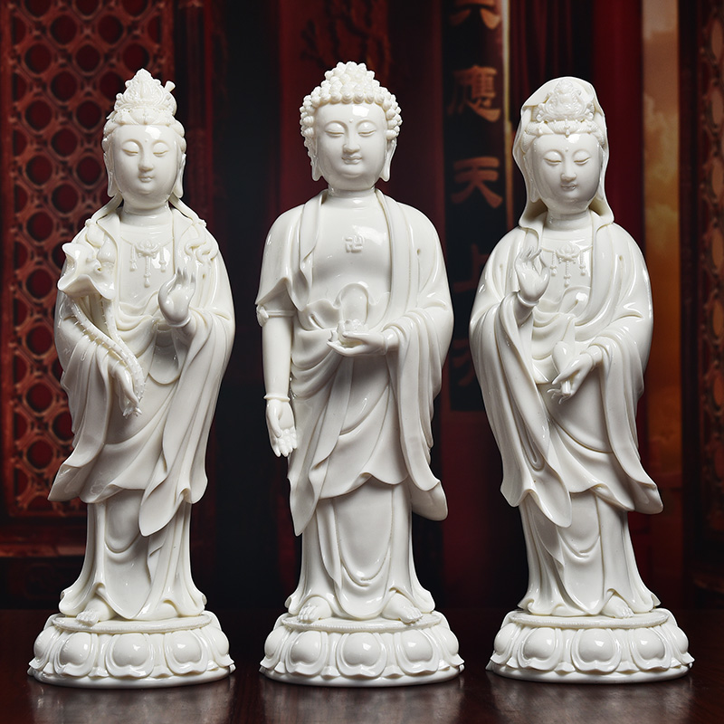 Yutang dai dehua ceramic 12 inches west three furnishing articles furnishing articles collection of handicraft its Lin Luyang st figure of Buddha