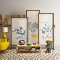 Eurostyle Solid Wood Screen Xuan Guan Partition Living Room Seat Screen Tea Building Restaurant Hotel Seating Screen Combo Mobile Screen Foru