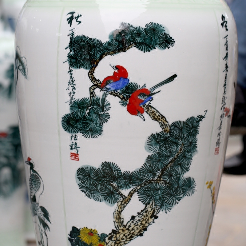 Jingdezhen ceramic hand - made figure of the four seasons, spring, summer, autumn and winter landing big vase home sitting room adornment is placed