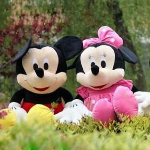 公仔 正版迪斯尼 压床娃娃米其老鼠大号毛绒玩具包邮 情侣米奇米妮