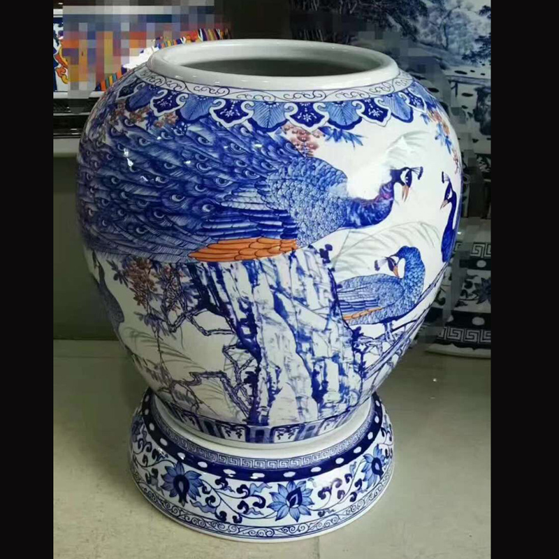 Jingdezhen pure manual painting guppy aquarium sitting room painting and calligraphy calligraphy and painting cylinder cylinder cylinder with feet