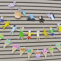 Cartoon Triangle Flag Party Colorbaby Birthday Decorate Baby Year Six Childrens Day Kindergarten Classroom layout