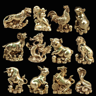 雄腾工艺开光风水纯铜十二生肖摆件属鼠牛虎属兔龙蛇马羊猴鸡狗猪