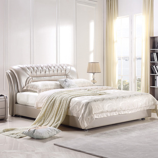 8米双人床 时尚软床1.5单人床 个性真皮床 6513