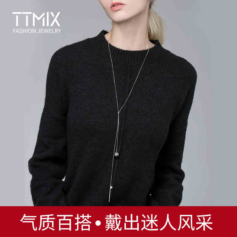 Ttmix灵动925银毛衣链 女长款日韩百搭配饰秋冬个性衣服挂件饰品产品展示图4