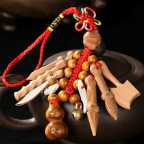 Peach Wood Baby Pray Blessing Pendant Newborn Baby Toddler Child Black Dog Toothless Needle Brooch Carry-on Accessories Hanging Accessories