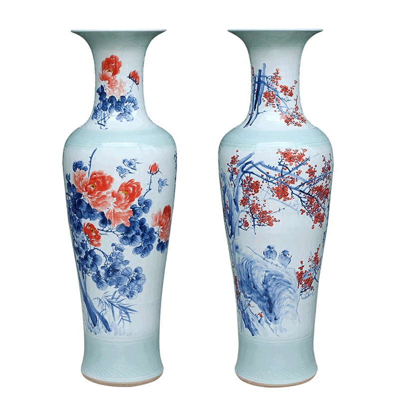 Jingdezhen ceramic floor big vase hand - made modern new Chinese style living room TV cabinet porch hotel furnishing articles 1 m 2