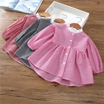 Girl Shirt Long Sleeve Spring Autumn 2018 New Ocean Gas Children Plaid Shirt Blouse 3 Year Old Korean Version Doll Shirt Cotton