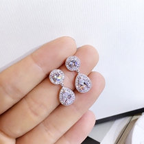 Korean temperament S925 silver needle super flash micro inlaid zircon tassel long water drop earrings earrings female girl net red