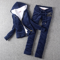 Lamb Suede Casual Sweatshirt Thickened Suit Woman Winter Conspicuose Velvet Sport Clothing Two Sets Of Tide High-end
