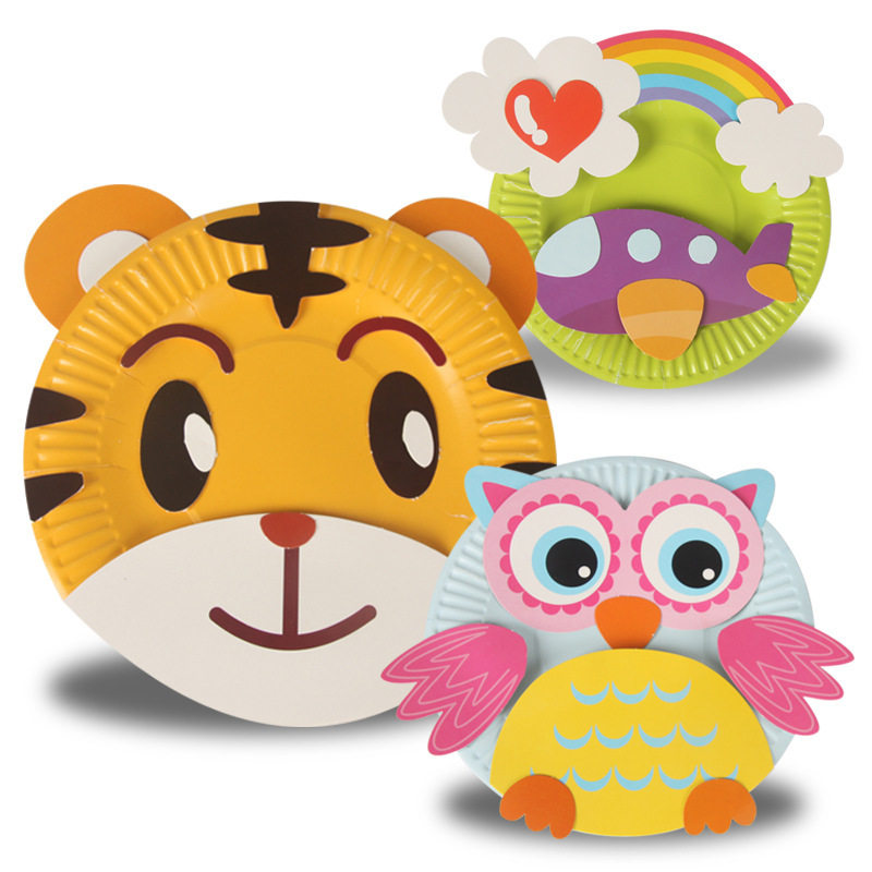 儿童手工diy纸盘画幼儿园手工作业材料包益智手工贴画