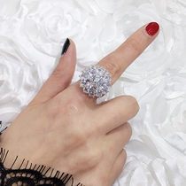 Europe and the United States exaggerated personality flower full diamond ring finger index finger Feminine temperament Wild trendy ring atmospheric Korean ring