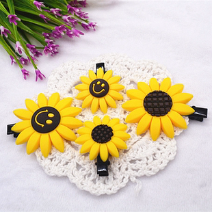 韩国原宿发绳向日葵笑脸小发夹边夹刘海一字夹儿童发圈发饰头饰品