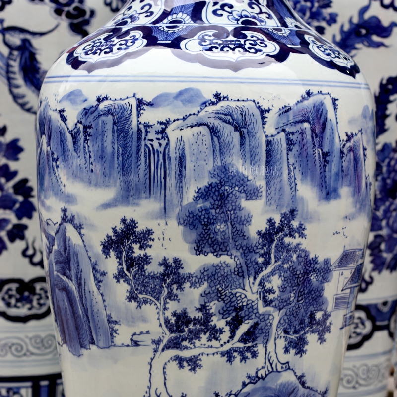 Jingdezhen porcelain ceramic hand - made landscape of large vases, home furnishing articles sitting room of Chinese style hotel adornment