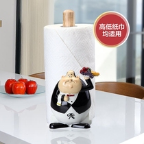 Nordic vertical napkin solid wood stick creative tissue holder kitchen towel holder non-perforated cute chef roll paper holder