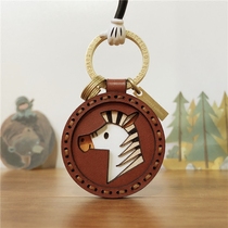 HULLY Brown Pony Original Zodiac Pendant Female Birthday Gift Creative Cute Car Tassel Keychain