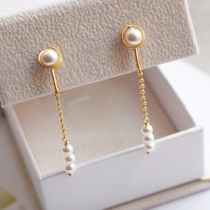 Painless mosquito coil ear clip No pierced ears Invisible ear clip pearl long hand-made original custom earring earrings