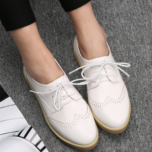 学院风小白鞋系带平底单鞋