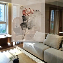 New Chinese partition hanging screen hanging screen living room entrance semi-transparent hanging screen roller curtain-Banti Furong