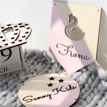 sunnykids childrens room custom ins Nordic cartoon Swan baby name custom basswood listing decoration