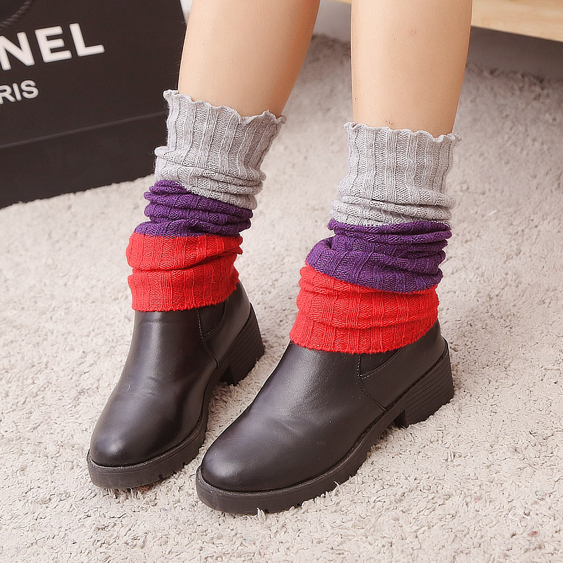 Korean piles of socks over the knee wool socks boots set leg sleeves warm leggings women's winter over the knee stockings