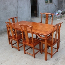 Solid wood dining table and chair combination New Chinese style simple 468 multi-person rectangular household hotel dining table Antique elm