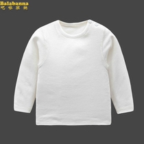 Newborn baby cotton long-sleeved top Baby T-shirt boys and girls childrens white bottoming shirt t-shirt spring and autumn clothes