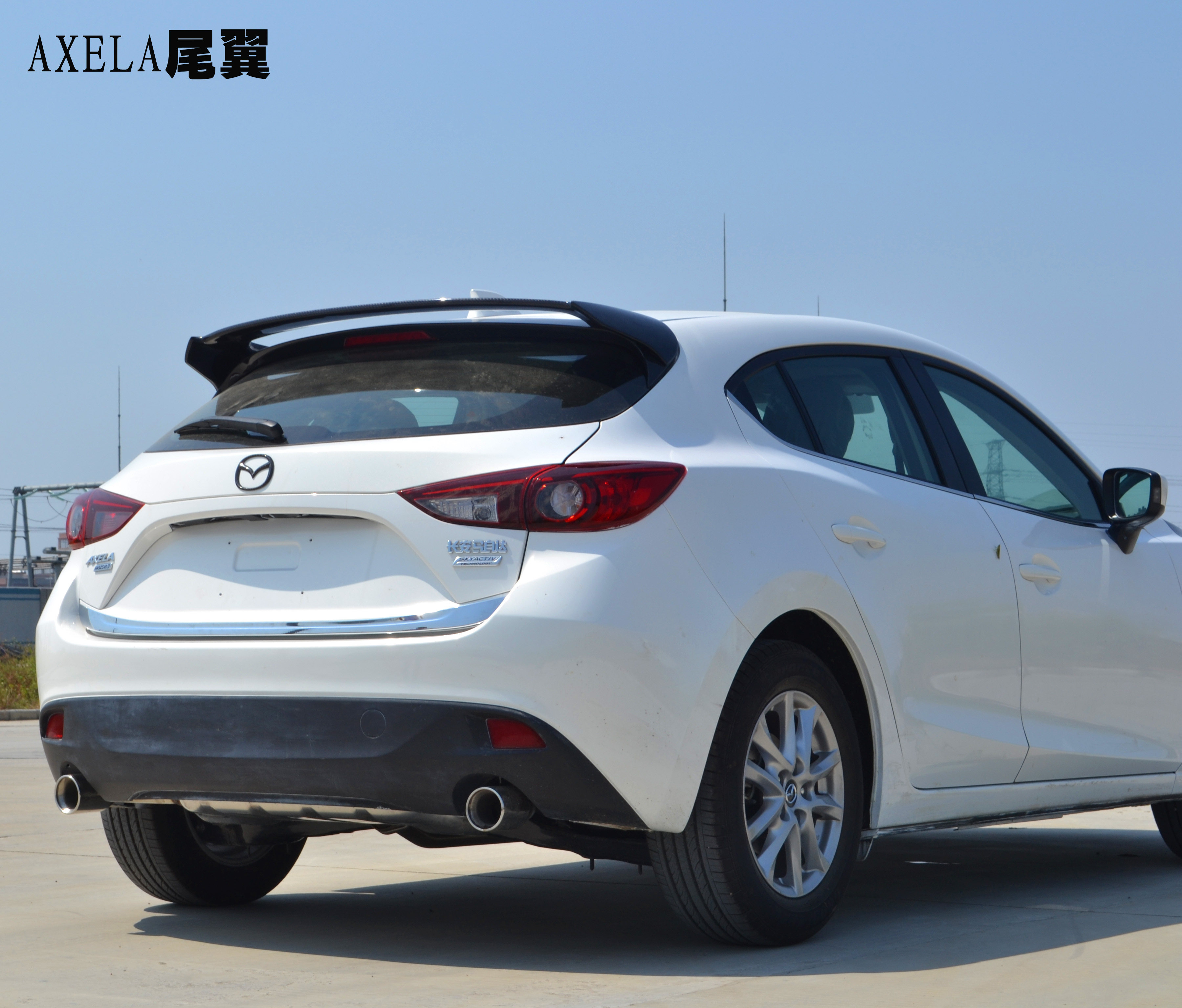 新马自达3昂克赛拉 两厢axela改装新款双层碳纤维尾翼 碳纤维顶翼